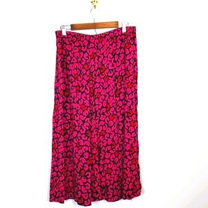 Vintage Pink Leopard Print Midi Skirt